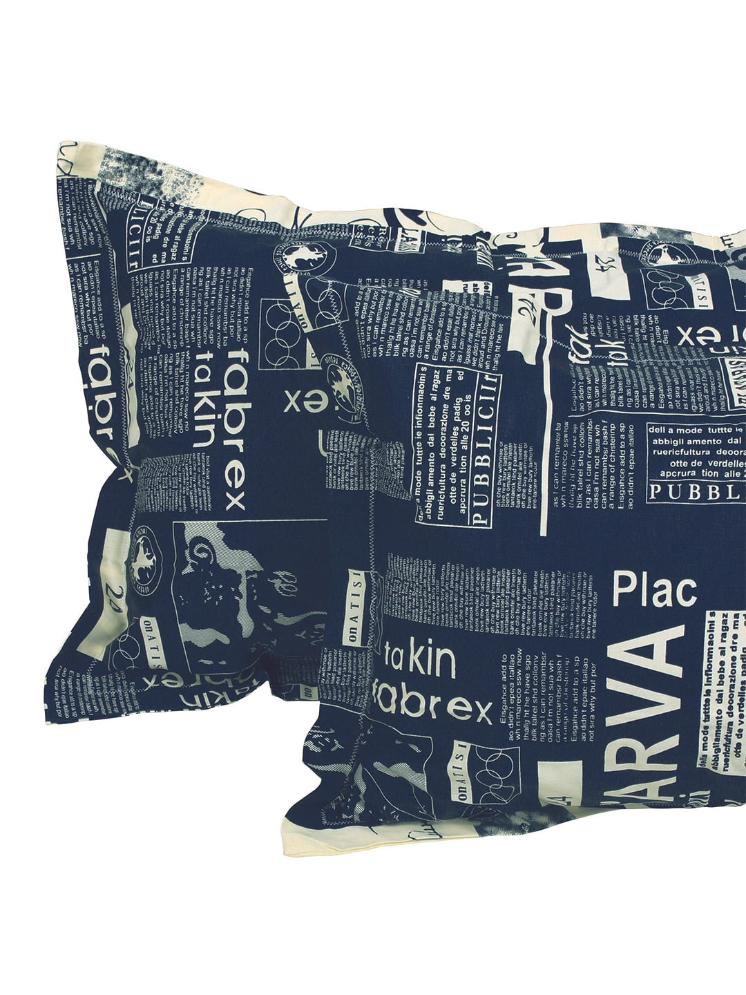 Story@home Blue & Off White Conversational King Bedsheet with 2 Pillow Covers - Distacart