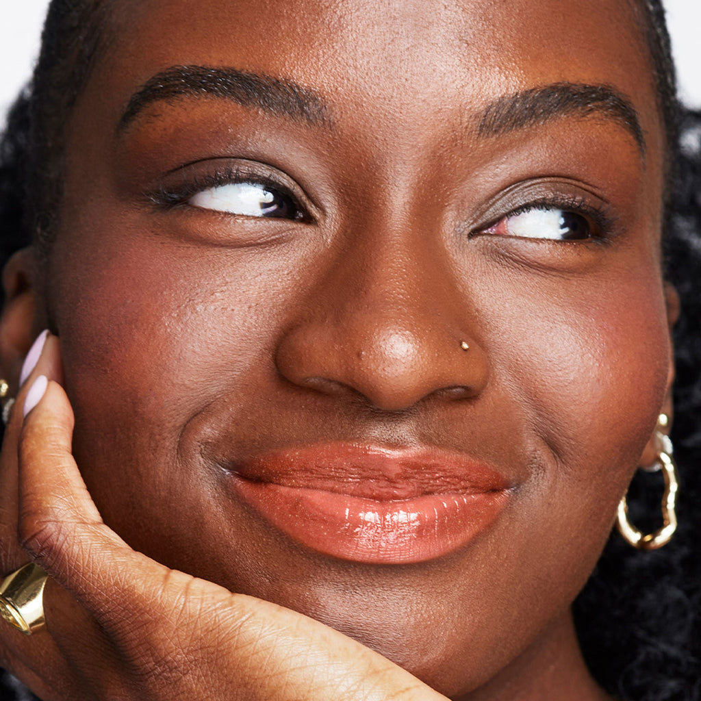 Makeup Revolution Pout Bomb Shimmer Lip Gloss - Nude Glow - Distacart