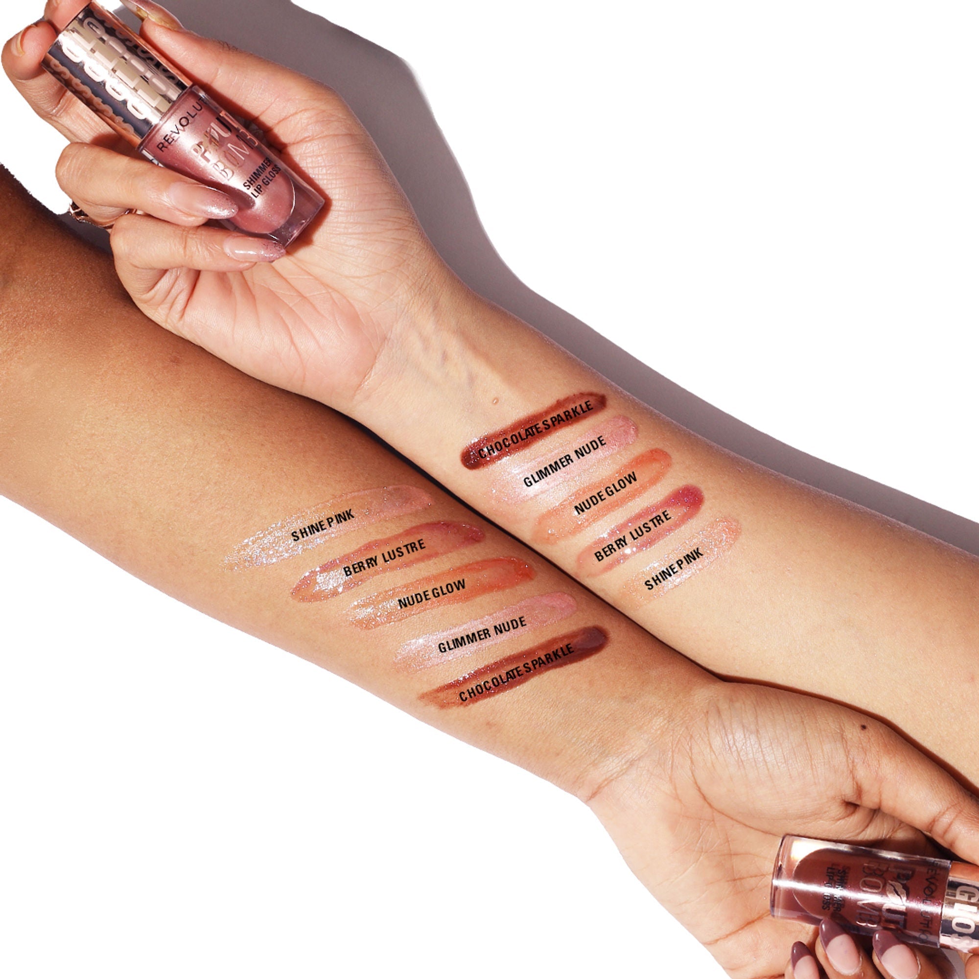 Makeup Revolution Pout Bomb Shimmer Lip Gloss - Nude Glow - Distacart
