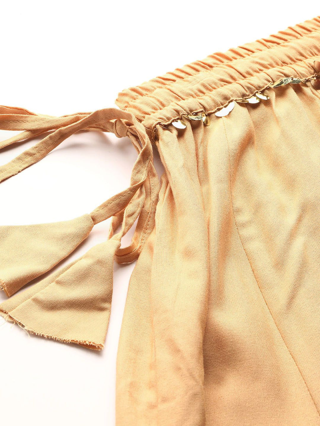 TAG 7 Women Beige Solid Flared Palazzos
