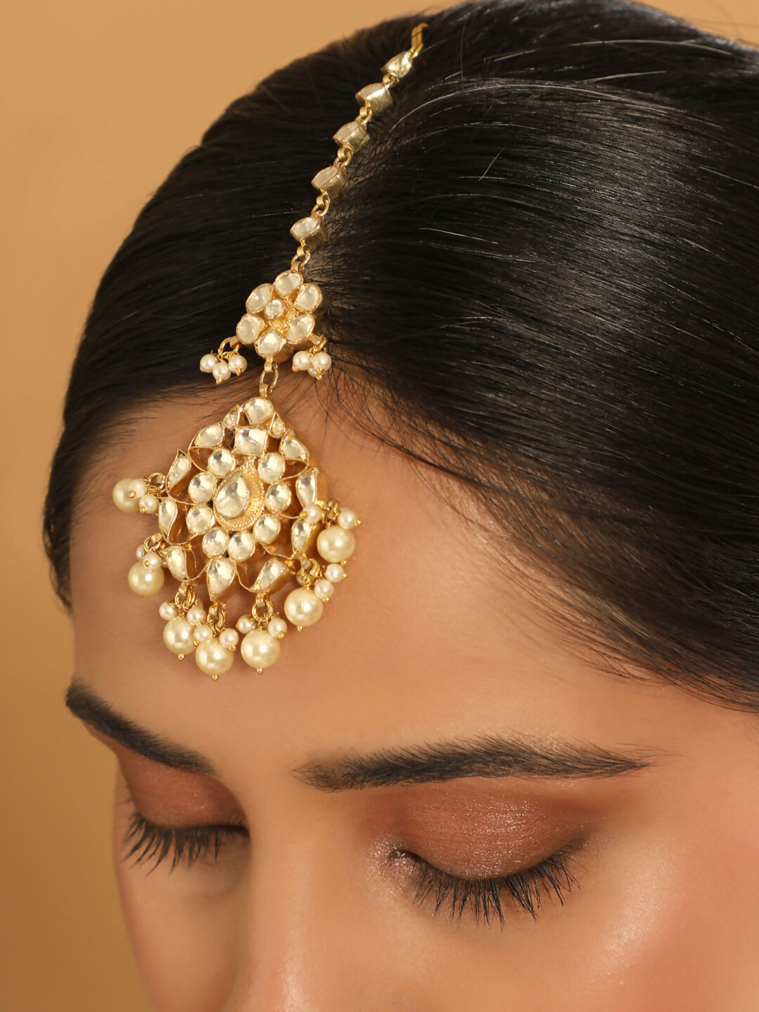 Nuyug 22K Gold-Plated Kundan Studded Maang Tikka Head Jewellery - Distacart