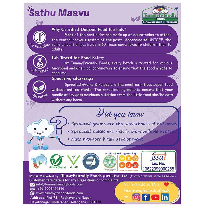 TummyFriendly Foods Organic Sathu Maavu, Sprouted Multi Grain Porridge Mixes - Distacart