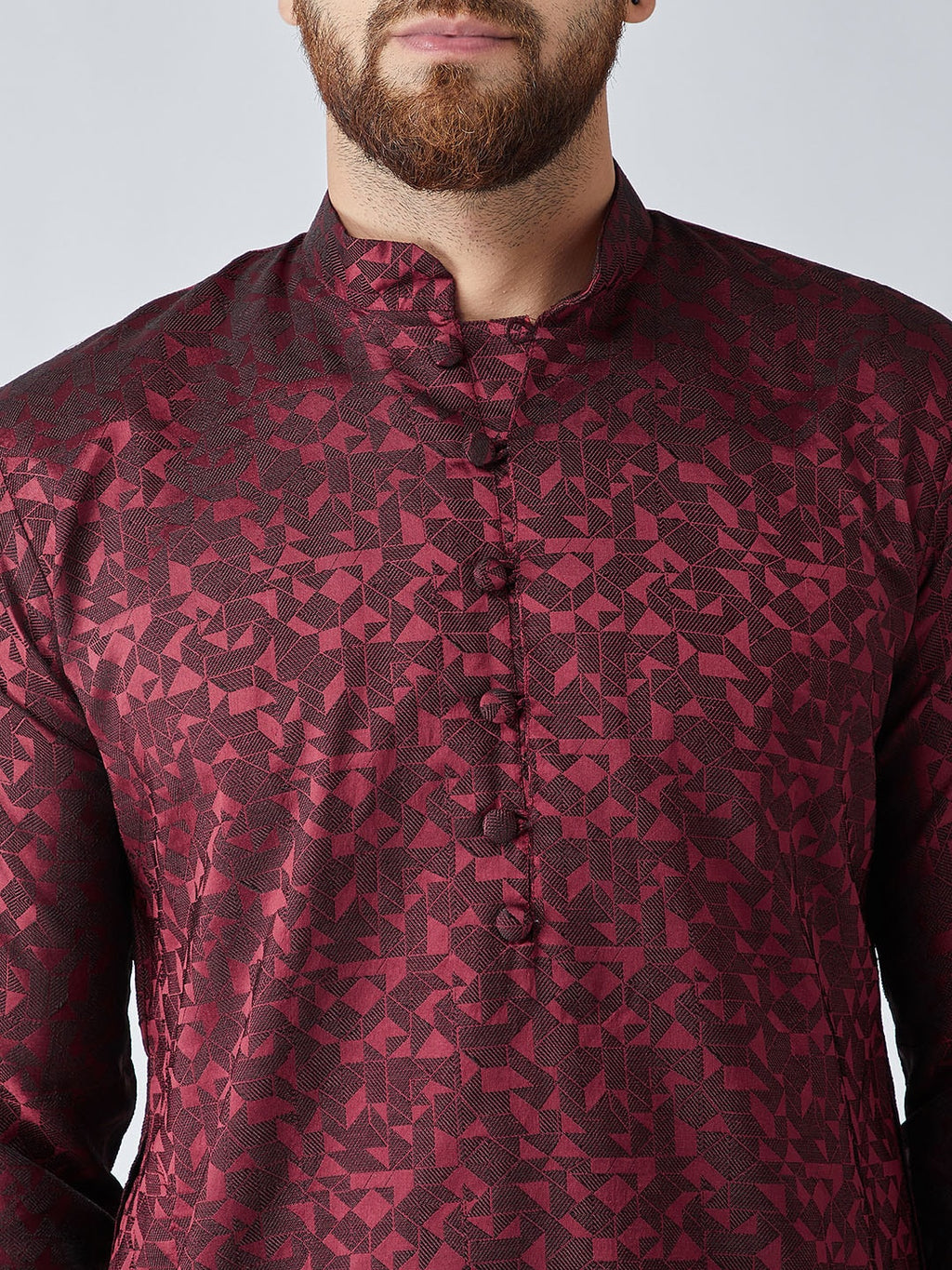 Sojanya Men Maroon Woven Design Straight Kurta