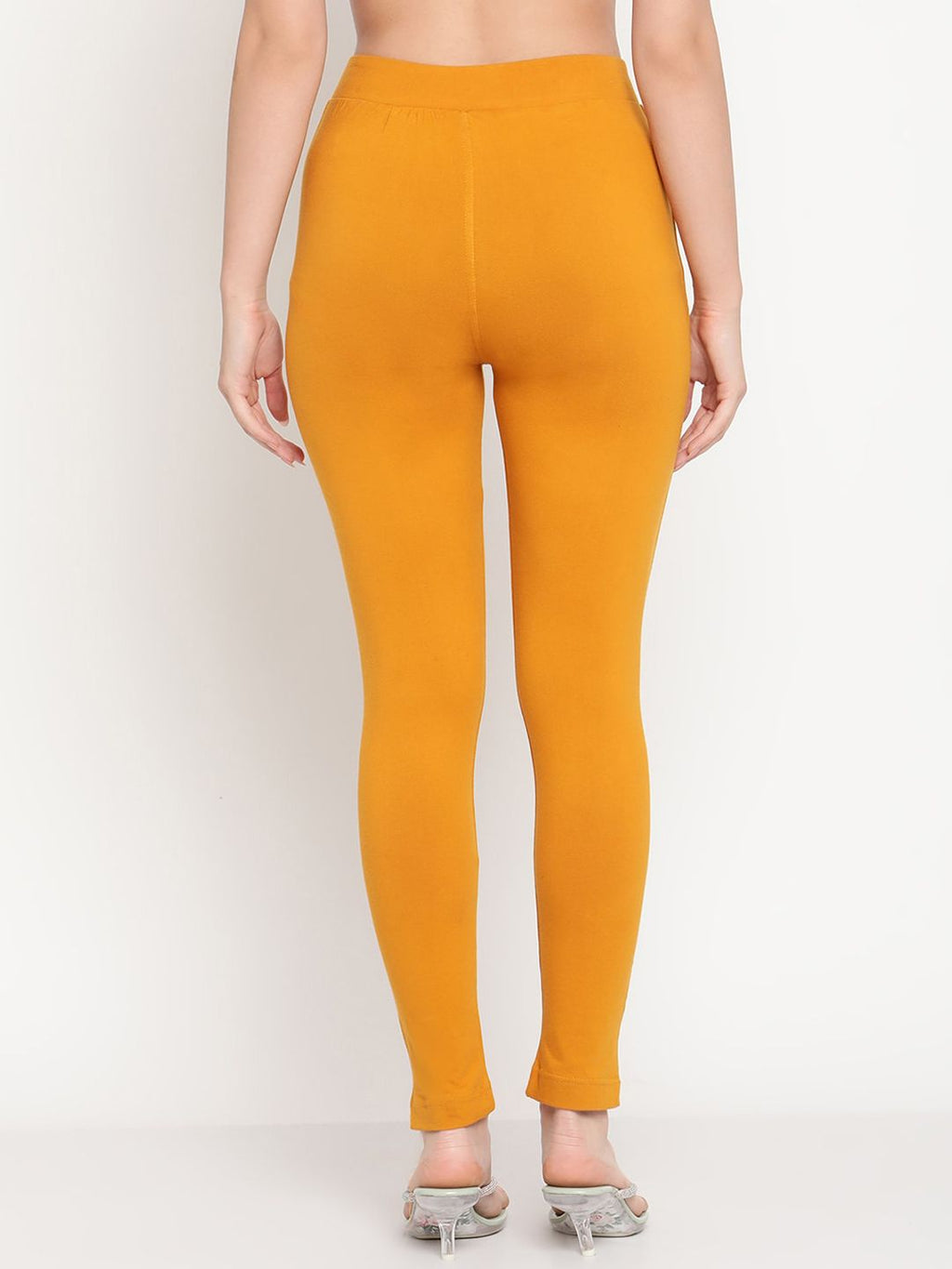 TAG 7 Women Black & Mustard Yellow Pack of 2 Straight Fit Ankle-Length Leggings