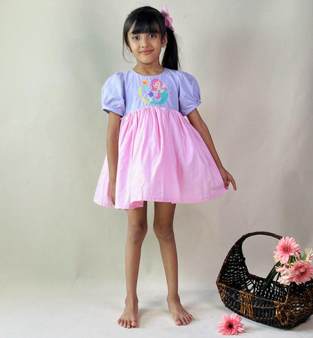 ArthLife Lavender Pink Permaid Party Wear Dress