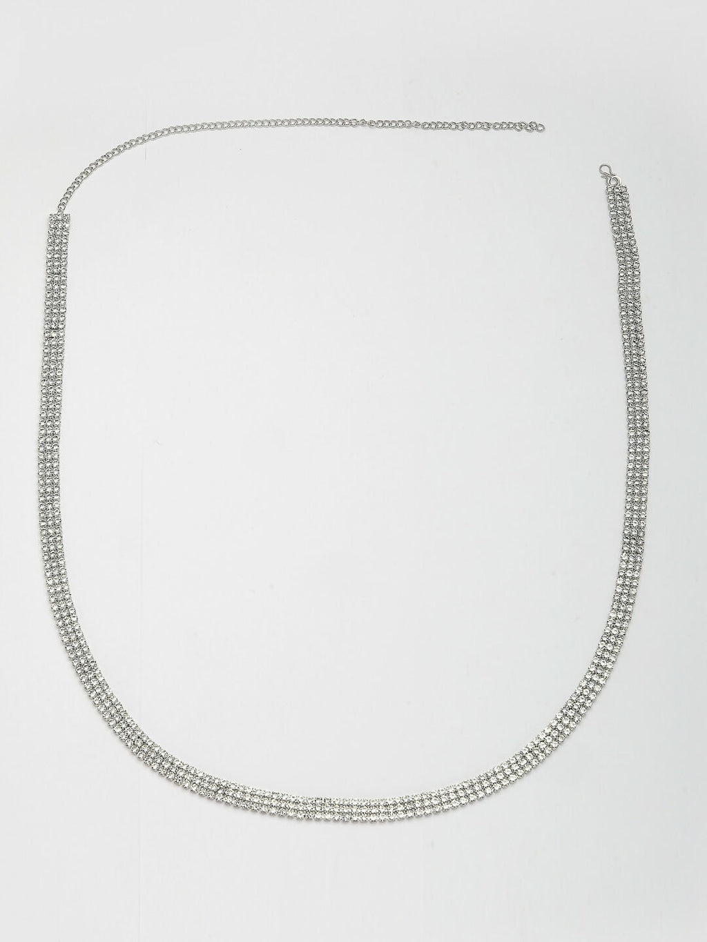 NVR Women's Silver-Plated AD-Studded 3 Layered Kamarbandh Waist Chain