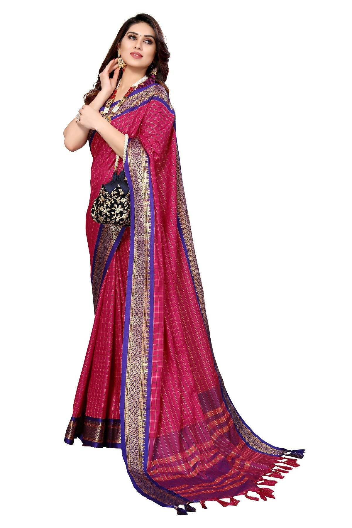 Vamika Weaving Pink Cotton Silk Saree (BHAVINI PINK) - Distacart