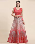 Red Organza Mirror With Coding Work Lehenga Choli with Dupatta - Tanya