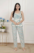 Miravan Green Round Neck Pure Cotton Printed Kurti Set For Women