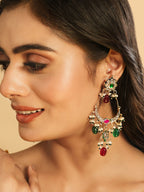 Nuyug 22K Gold Plated Crescent Kundan Drop Red Stone Chandbali Earrings - Distacart