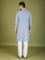 Vastranavya Sky Blue Exclusive Festival Wear Cotton Sequence Embroidered & Thread Work Kurta