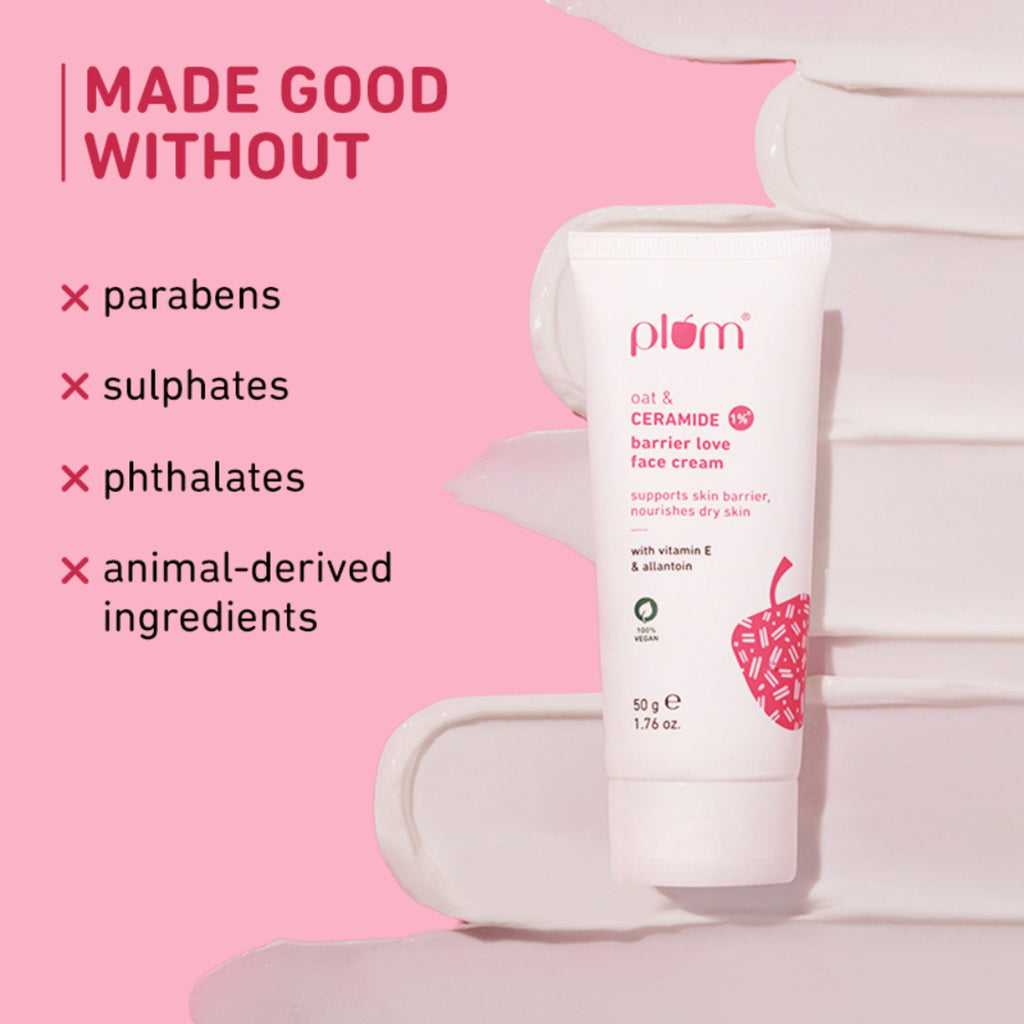 Plum 1% Ceramide Face Cream With Oat, Strengthens Skin Barrier & Nourishes