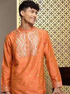 House of Pataudi Jashn Ethnic Motifs Yoke Design Sequinned Kurta