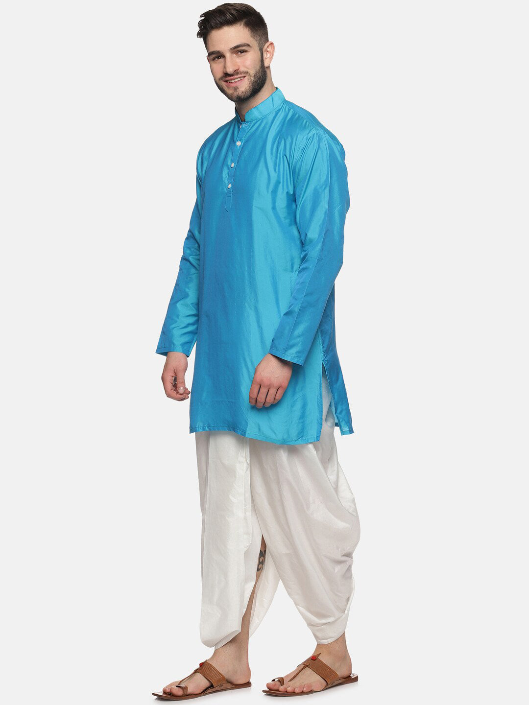 Sethukrishna Men Turquoise Blue Angrakha Kurta with Salwar - Distacart