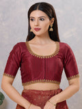Joban Fashion Women Silk Dark-Maroon Stitched Blouse