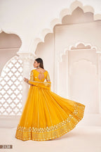 Eilara Women'S Mustard Yellow Butterfly Net Thread And Zari Sequence Embroidered Work Lehenga Choli For Party Wear