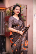 Coffee Silk Blend Ethnic Motifs Saree with Unstitched Blouse - A2M