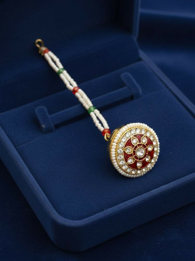 NVR Women Gold Plated CZ Stone Borla Maang Tikka - Distacart