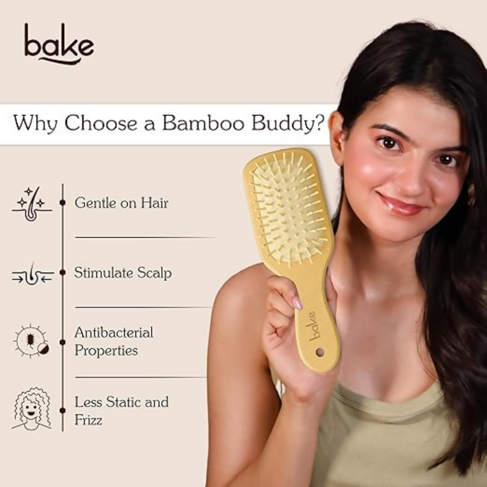 Bake Bamboo Buddy Wooden Hair Brush For Promotes Hair Growth