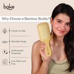 Bake Bamboo Buddy Wooden Hair Brush For Promotes Hair Growth