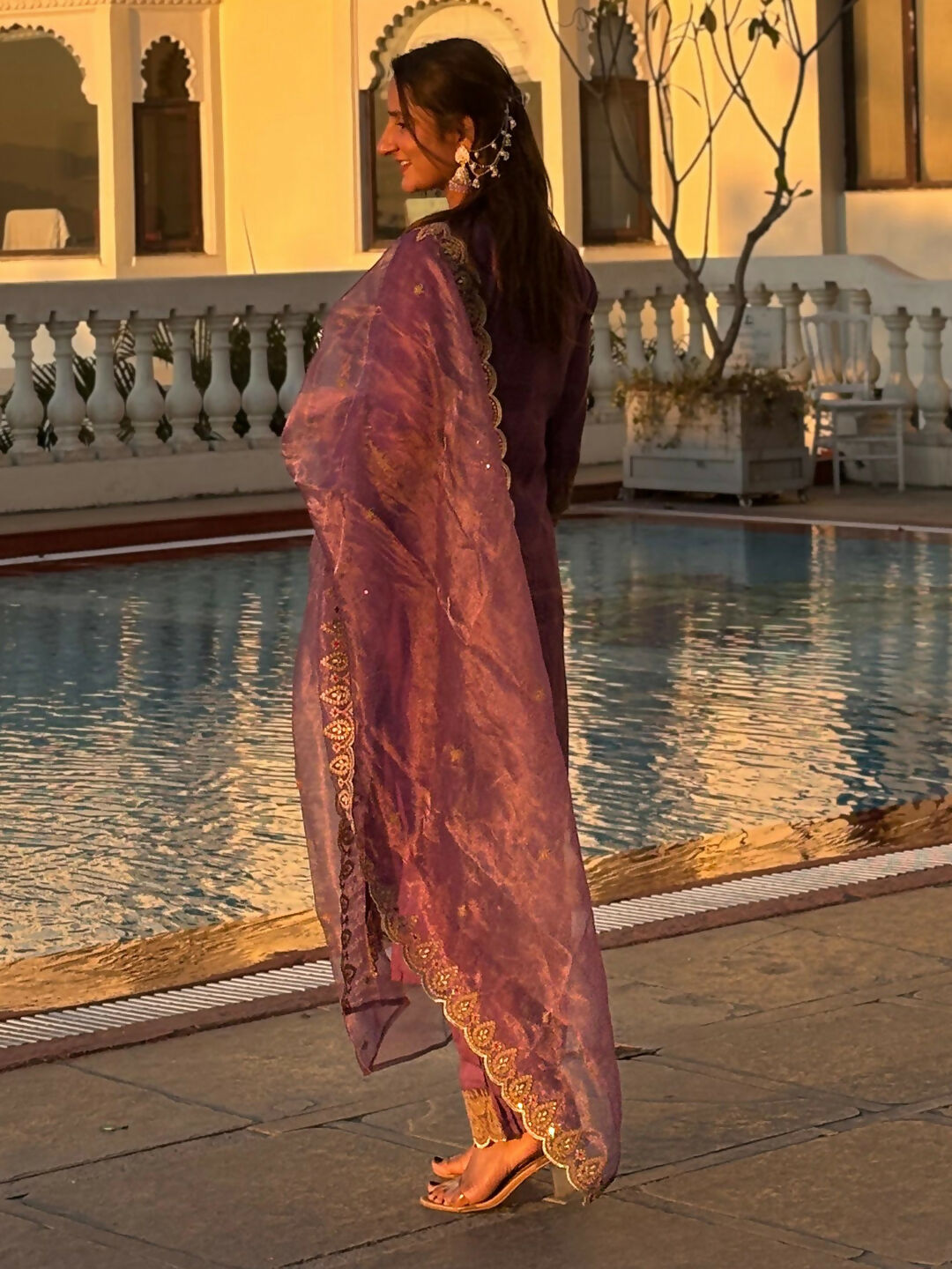 Vellora Dusty Mauve Silk Blend Stylish Embroidered Salwar Suit