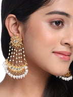 NVR Women Gold-Plated Kundan Chandbali Earrings - Distacart