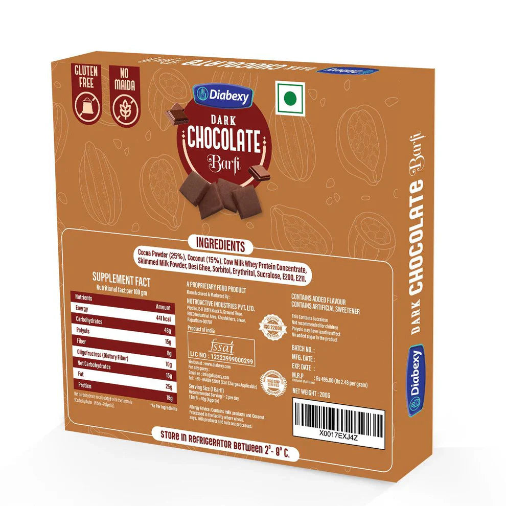 Diabexy Desi Ghee Chocolate Barfi - Distacart