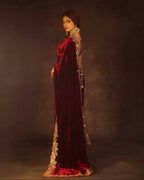 Joban Fashion Maroon 9000 Velvet Party Wear Sarees - Distacart
