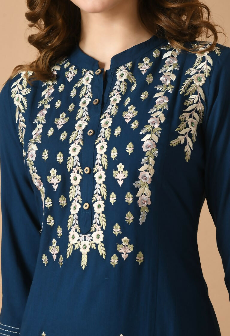 Joban Fashion Navy Cotton Rayon Kurta Set
