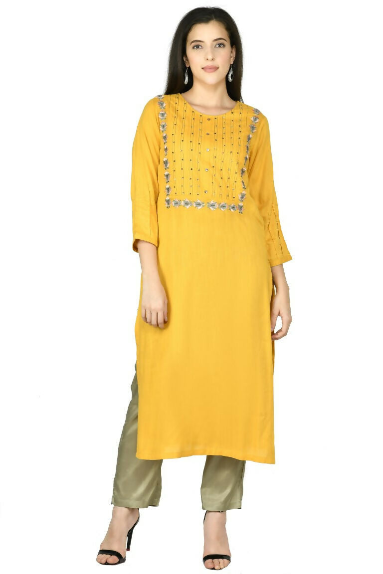 Joban Fashion Mustard Cotton Rayon Kurta Set