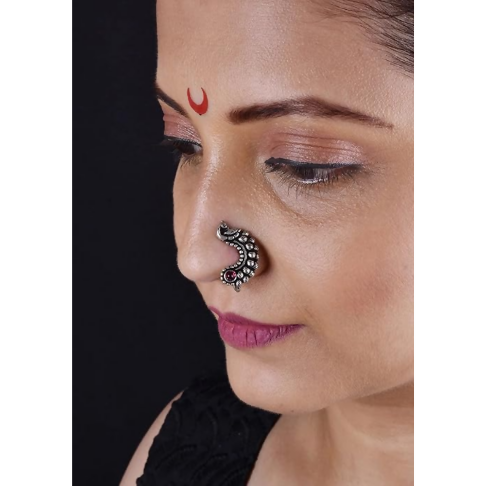 Thanu's Craft Maharashtrian Nath Clip on Marathi Nose ring without Piercing Oxidized nose Pin - Distacart