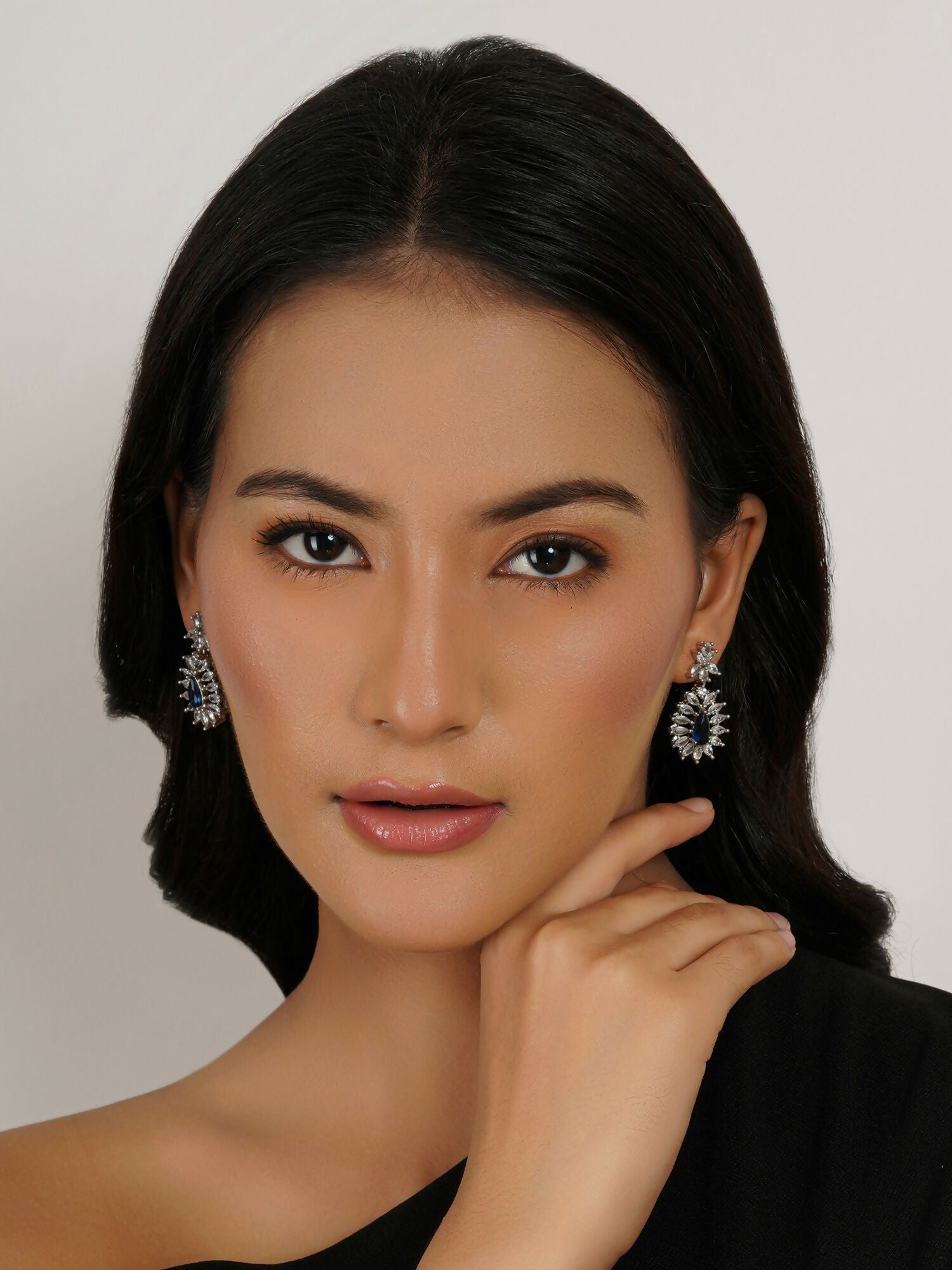 Long kundan earring (Blue) - Ruby Raang - Distacart