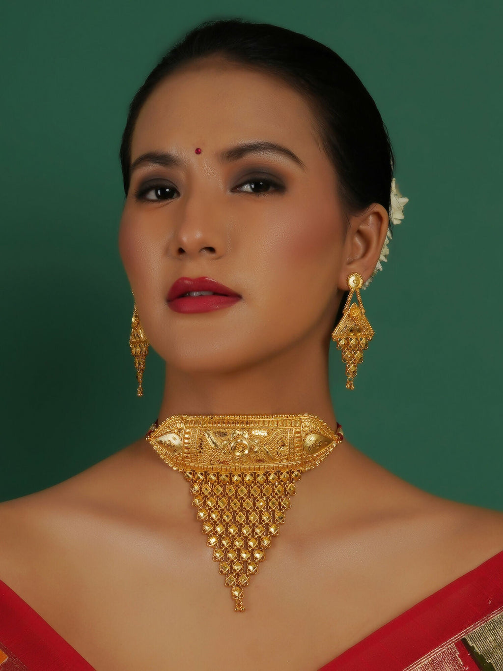 Gold plating jewellery set (Gold) - Ruby Raang