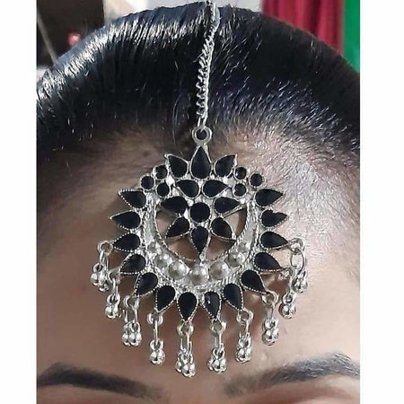 MS Fashion India Black Color Kundan Maang Tikka