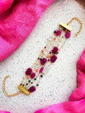 Joban Fashion Magenta Pink Brass Colourful Zade Stones Trendy Bracelet - Distacart