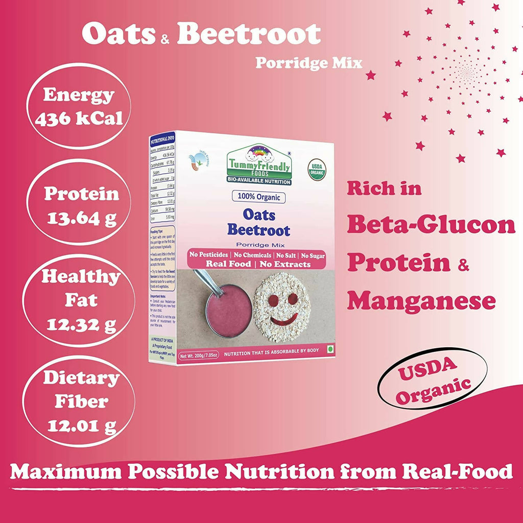 TummyFriendly Foods Organic Oats and Organic Oats, Beetroot Porridge Mixes for 6 Months Old - Distacart