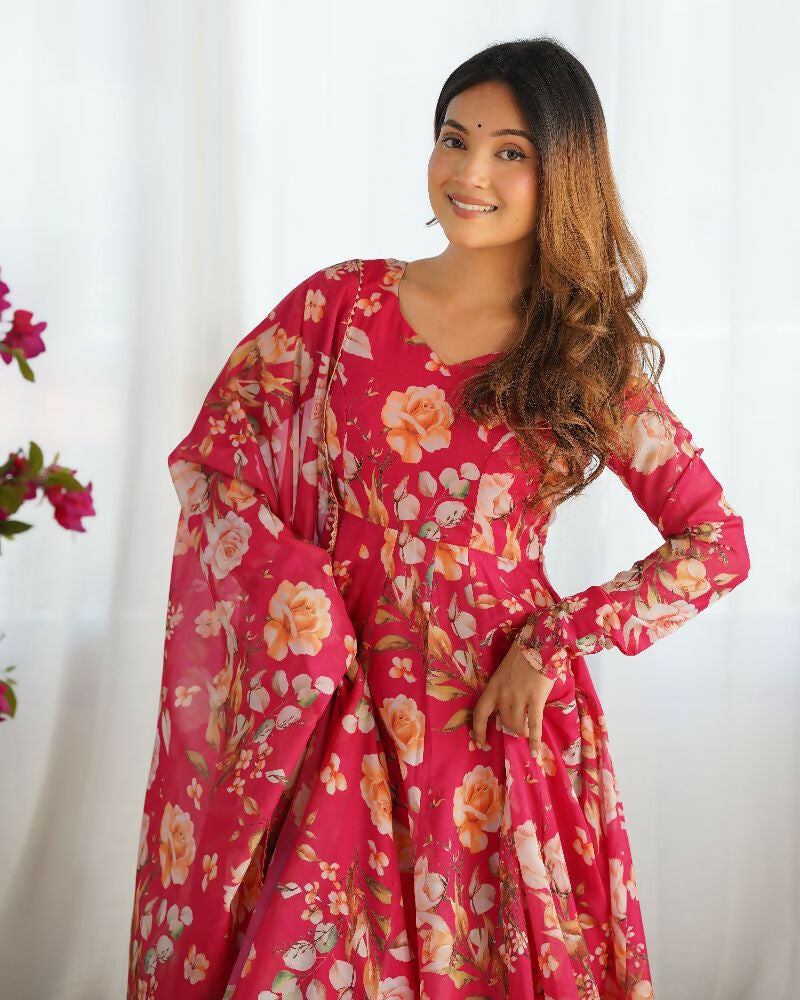 Joban Fashion Pink Kurta Set Organza Sequin Embroidery Work - Distacart