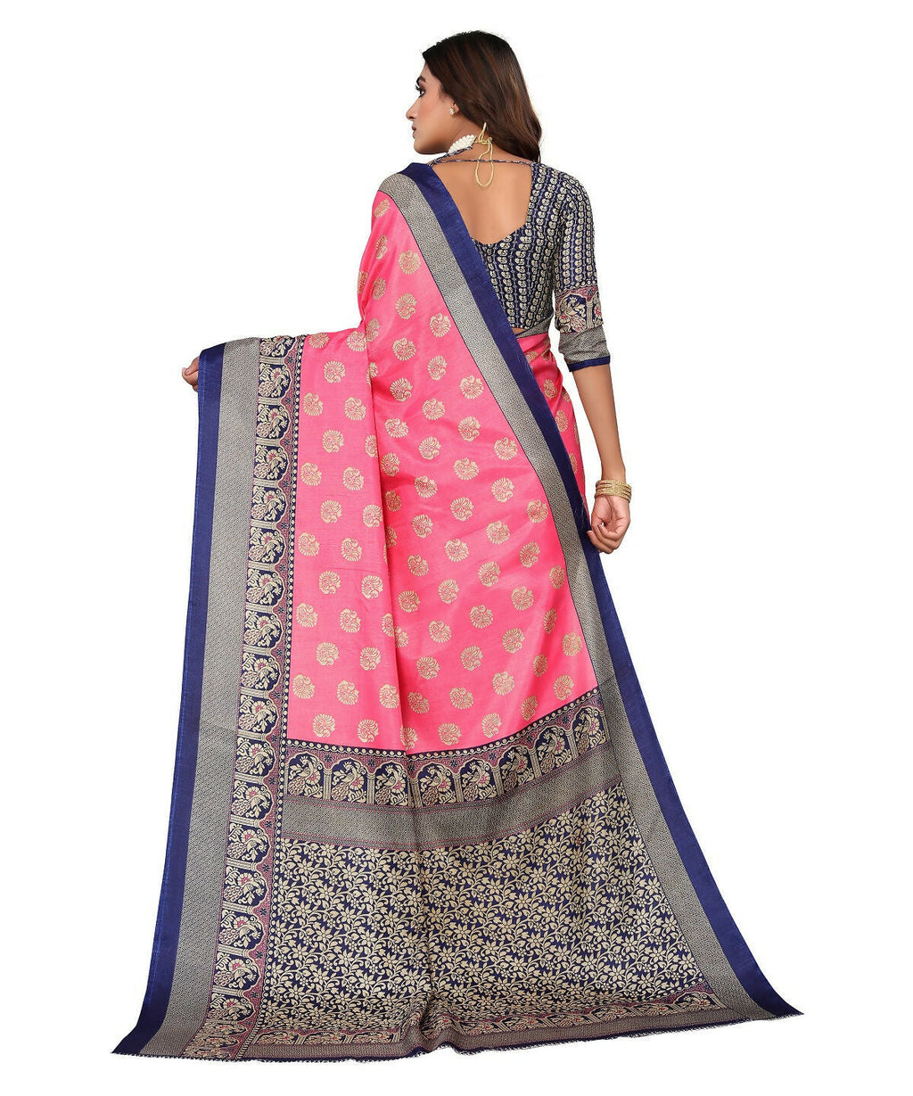 Vamika peach Printed Art Silk Saree