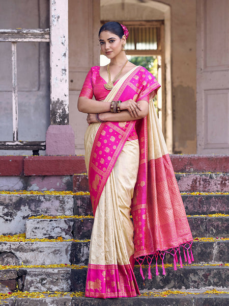 Shree Shyam Fashion Cream Soft Silk Saree