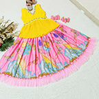 Jyoti Fashion Classy Pink Chinon Silk Printed with Embroidered Kids Lehenga Choli Set