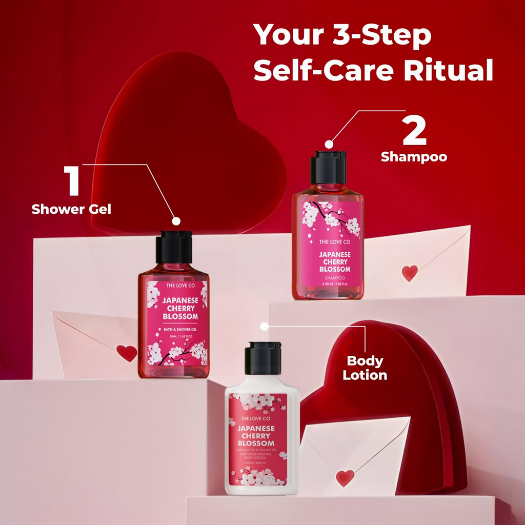 The Love Co. Japanese Cherry Blossom Bath And Body Care Gift Set Box Kit