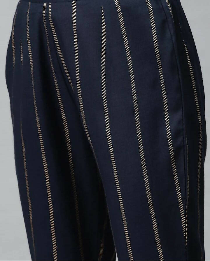 Vamika Printed Rayon Blue Party Wear/Casual Wear Kurta Set/Suit - Distacart