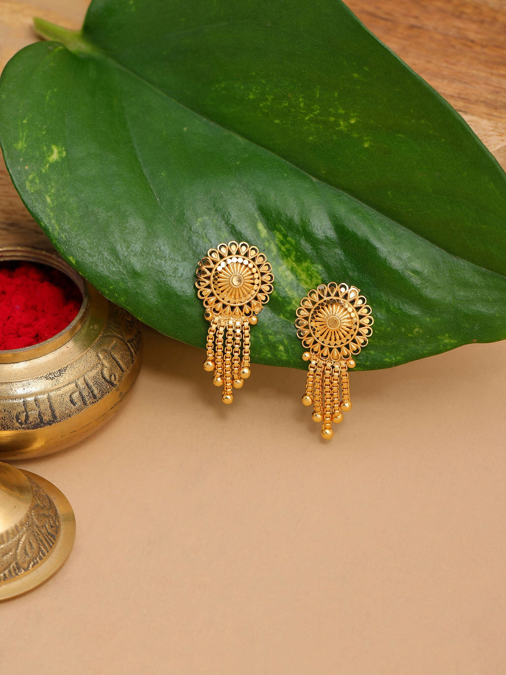Ruby Raang Gold Dangler Earrings - Distacart