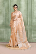 Piyari Fashion Women's Beige Dual Tone Organic Tissue Saree With Blouse Piece - Distacart