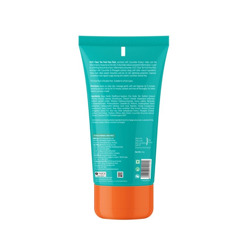 VLCC Clear Tan Fruits Face Pack with Cucumber Extract