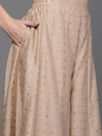 Ahalyaa Women Floral Printed Top with Palazzos - Tan Color