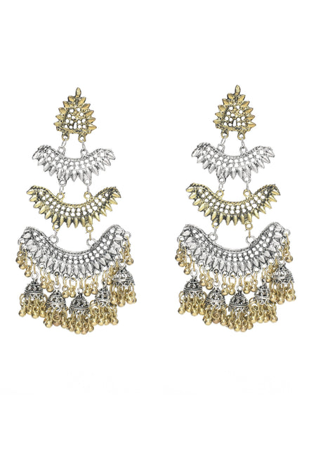 Mominos Fashion Johar Kamal Beautiful Silver & Gold Earrings