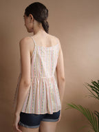 Myshka Women's Multi Printed Sweetheart Neck Top
