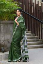Beatitude Green Cotton Handloom Saree