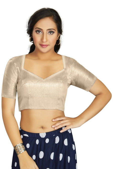 Aastha Fashion Women's Off White Art Silk Designer Traditional Readymade Blouse